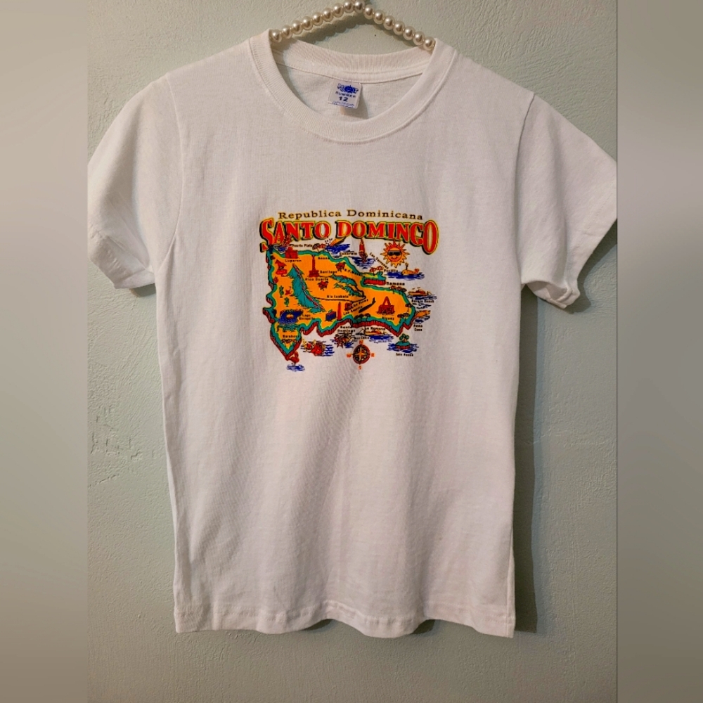 Republica Dominicana Santo Domingo Map kids tee 100% Cotton